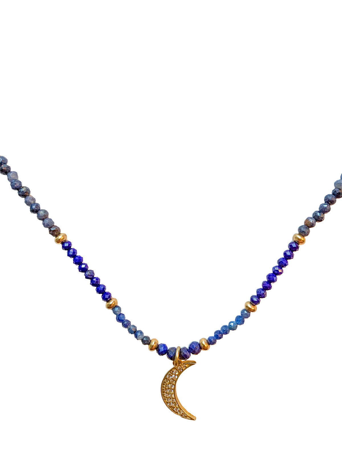 Crescent Moon in Lapis, Kyanite, and Iolite