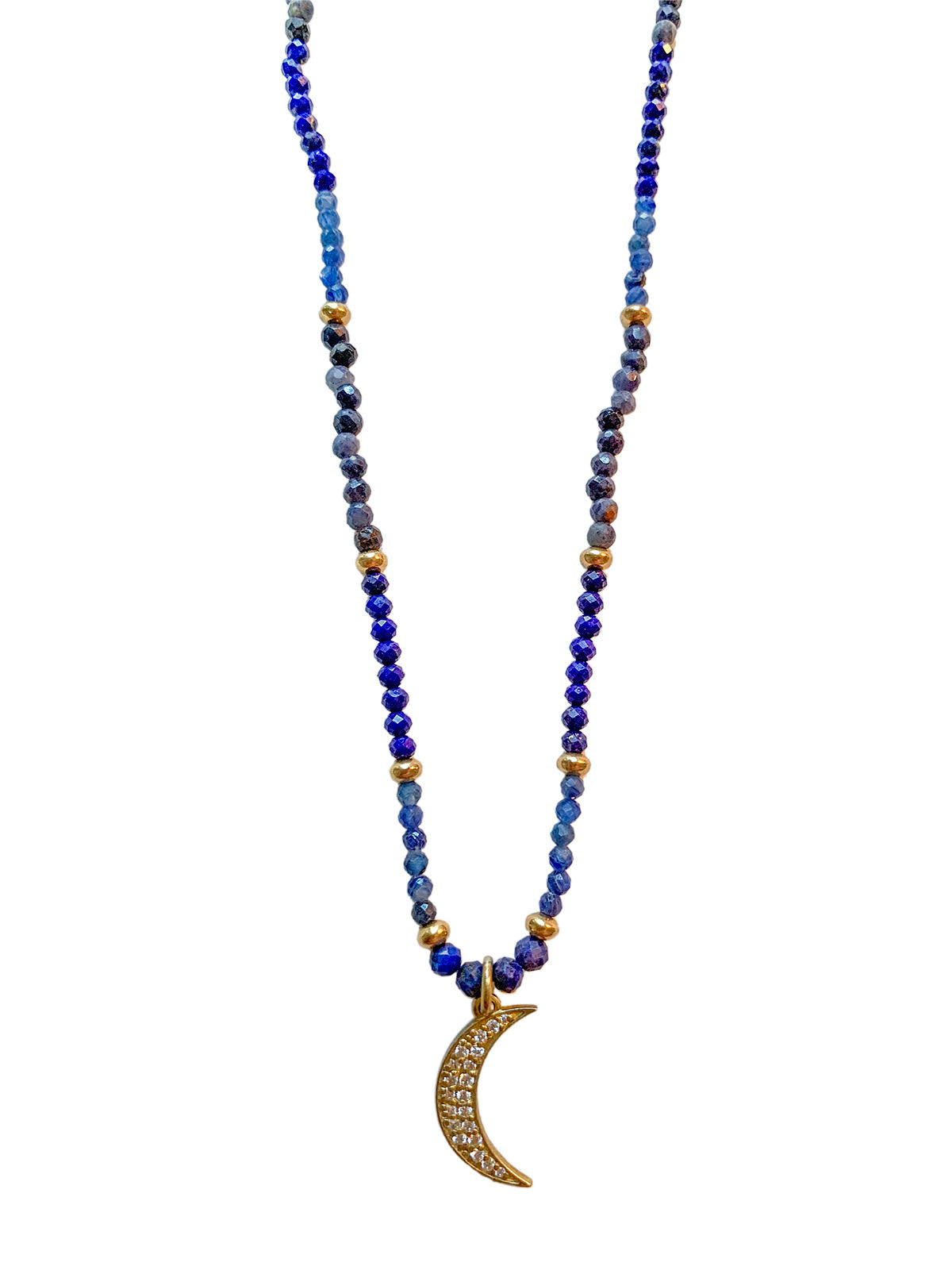 Crescent Moon in Lapis, Kyanite, and Iolite
