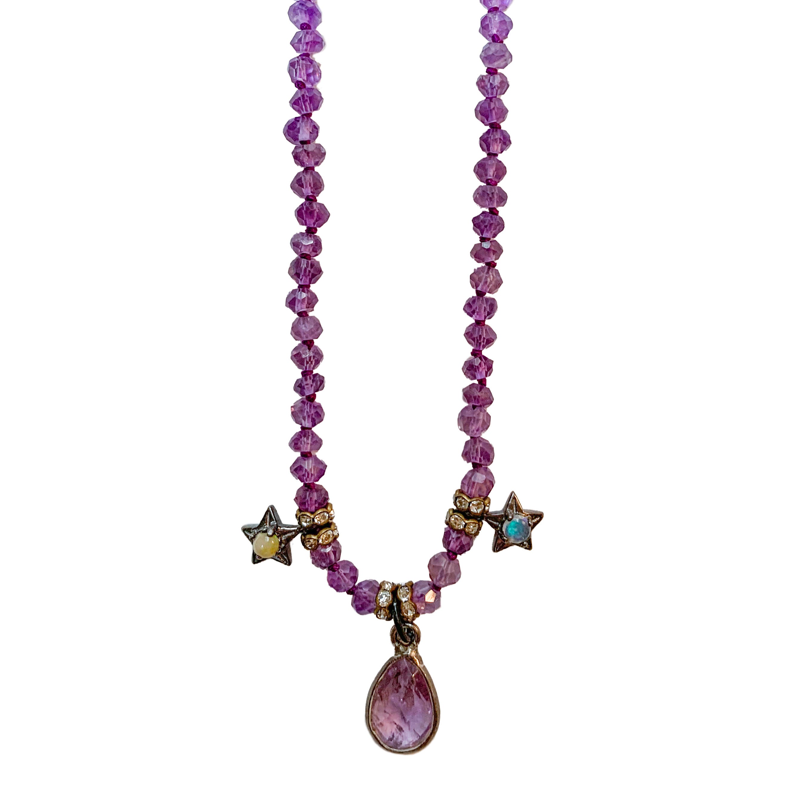 Amethyst Night Necklace with Opal