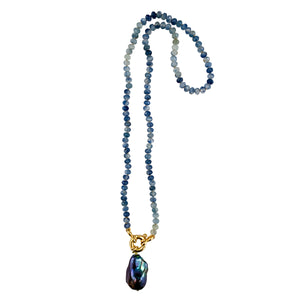 Kyanite Necklace with Peacock Pearl