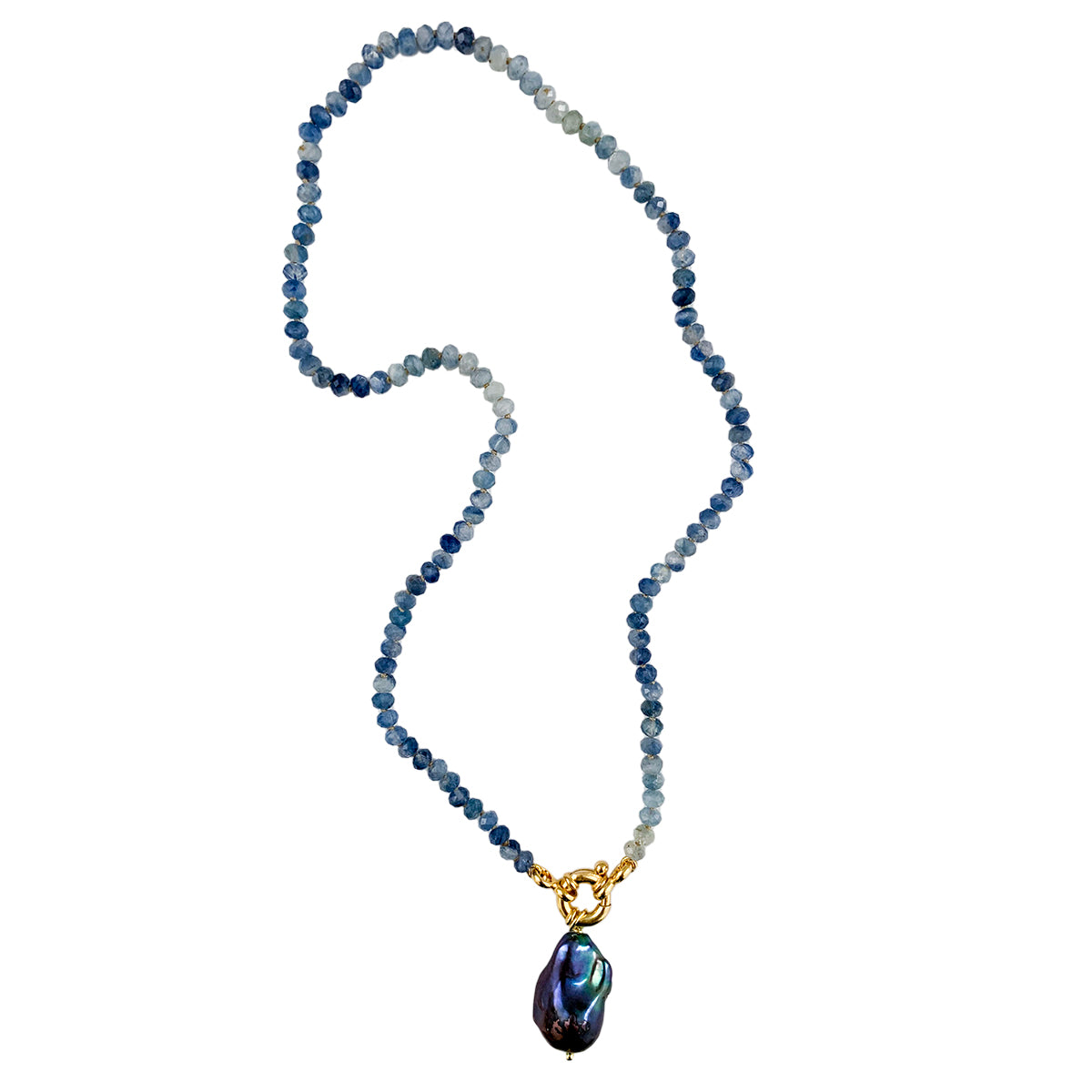 Kyanite Necklace with Peacock Pearl