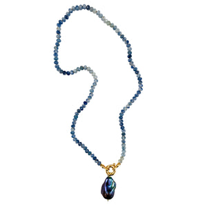 Kyanite Necklace with Peacock Pearl
