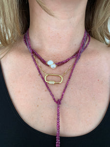 Ruby Lariat with Baroque Pearls